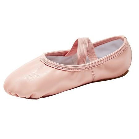 

Stelle Girls Leather Ballet Dance Shoes for Toddler/Little Kid/Big Kid/Boy Full Sole No-Tie Balletrina Gymnastics Ballet Slippers Pink