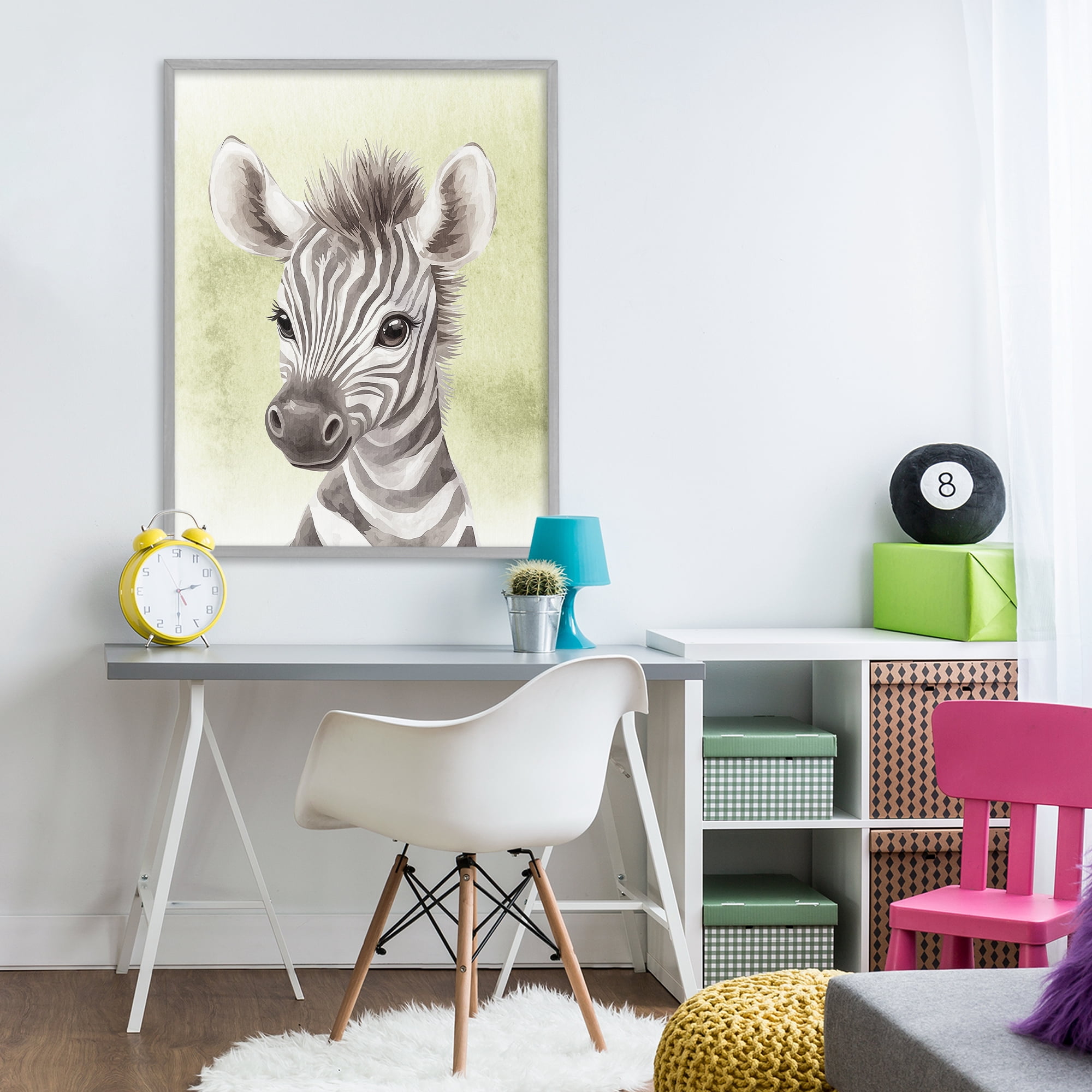 Stupell Industries Jungle Friends Baby Zebra Gray Framed Giclee Art, design by Christine Simpson Art