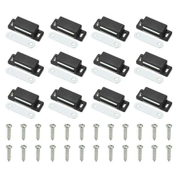 Uxcell Cabinet Magnets For Closure [12pcs] - Magnetic Door Latch for Kitchen & Cabinet Door Drawer Latch - [Black - 1.77 IN]