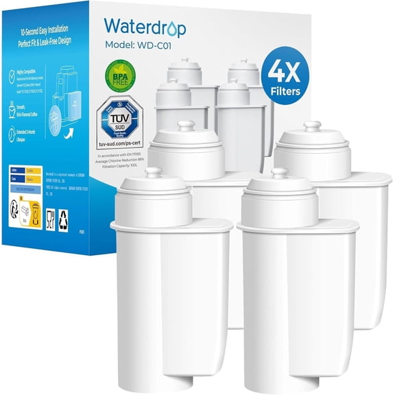 Waterdrop TCZ7003 filter Replacement for Bosch® TCZ7003 Filter 4 Pack | Replacement for Bosch® Espresso Machine Coffee Water Filter, Siemens®, TZ70003, TÜV SÜD Certified, 4 Pack