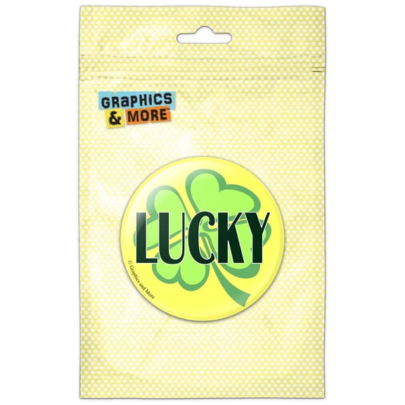 Lucky Four Leaf Clover Irish Pinback Button Pin Badge