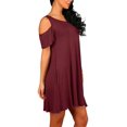 thumbnail image 2 of ANYJOIN Women's Cold Shoulder Short Sleeve Swing Mini Dress Party Dress with Pocket, 2 of 5