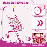 Chuvikid Baby Doll Toy Set, Stroller Bed Highchair ,Convenient Handbag and Travel Storage Bag,Baby Doll Accessories Furniture Set for Girls Boys Gift Aged 3-12