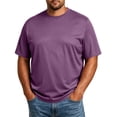 thumbnail image 3 of Big and Tall Shirts for Men Short Sleeve Crew Neck Summer Tops Stretch Casual Basic Mens T-Shirts Purple 5XL, 3 of 7