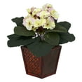 thumbnail image 2 of Nearly Natural 10" Plastic African Violet Artificial Plant with Vase (Set of 2), Purple, 2 of 3