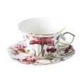 thumbnail image 1 of Juego de de café de cerámica, de café y platillo, fácil de limpiar, diseño floral, de , de té para uso comercial, fiesta de té A, 1 of 9