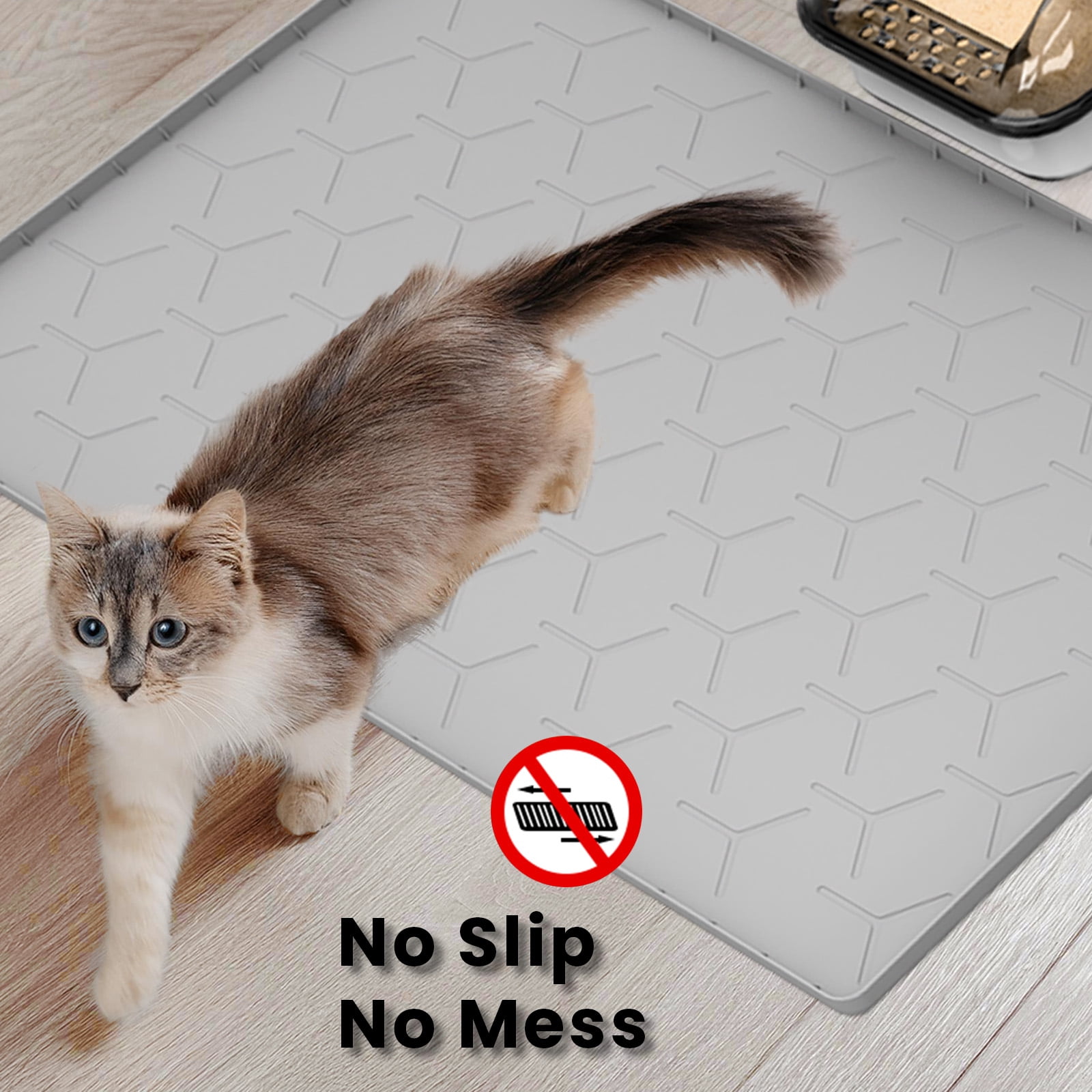 Verbopan Cat Scratching Pads : Easy to Clean Cat Litter Mat Soft and Waterproof Litter Box Mat (22"X34"- Gray)