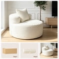thumbnail image 5 of YVDNHP 37" Round Chair, Boneless Lounge Chair Indoor, Flannel Cloud Sofa with Pillow, Deep Seat Modern Accent Chairs for Living Room, Bedroom, No Assembly Required, White, 5 of 8