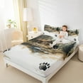 thumbnail image 4 of Manfei Cartoon Bear Print Queen Sheet Sets for Teen, Rustic Farmhouse Flat Sheet, Jungle Wildlife Queen Fitted Sheet, Breathable Home Decor, 4pcs, 4 of 7