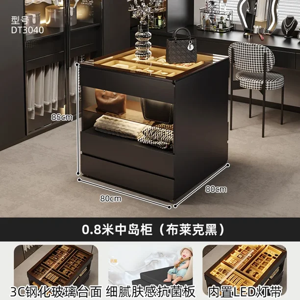 Armario de isla minimalista moderno, mueble de exhibición de Joyas, cajón de doble cara para el hogar