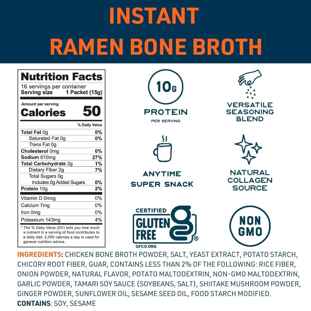 (Pack Of 8) Bare Bones Bone Broth Stick Instant Ramen 4 Count 2.12 Oz