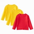 thumbnail image 4 of Xudanell Boys Shirts Size 11-12 Long Sleeve Shirts 3 Pack Crew Neck T-Shirt with Solid Color Soft Cotton Going Out Red 1-2 Years, 4 of 4