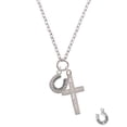 thumbnail image 2 of Delight Jewelry Silvertone Beaded Clear AB Crystal Horseshoe with Good Luck I Have Plans for You Engraved Cross Zoey Necklace, 28", 2 of 4