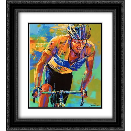 Lance Armstrong - 7X Tour de France Champion 2x Matted 15x18 Black Ornate Framed Art Print by Malcolm (Best Of Lance Armstrong Tour De France)