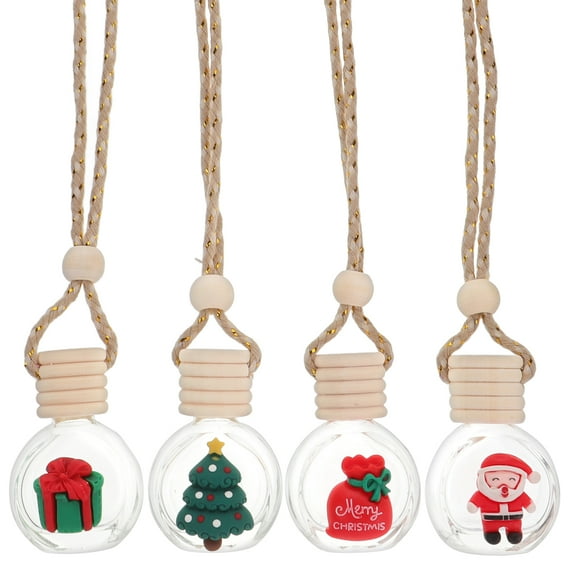 4PCS Christmas Car Air Fresheners Hanging Ornaments Empty Diffuser Bottles for Essential Oils