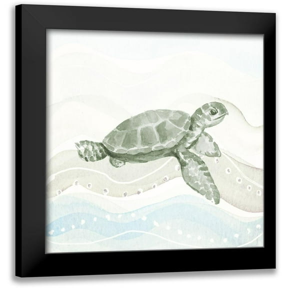Loreth, Lanie 12x12 Black Modern Framed Museum Art Print Titled - Sea Animal in Waves II
