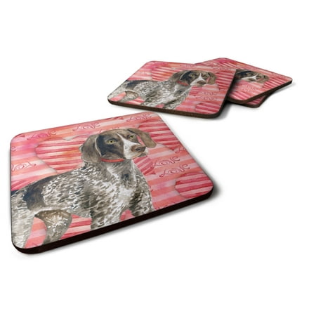 

Carolines Treasures BB9728FC German Shorthaired Pointer Love Foam Coaster Set of 4 Red 3 1/2 x 3 1/2 multicolor