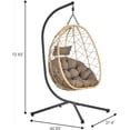 thumbnail image 3 of LeisureMod Summit Outdoor Egg Chair - Hanging Swing Chair with Stand, Brown Frame & Plush Brown Cushions, Hammock Basket Chair for Patio, Garden, Balcony, or Bedroom, 3 of 9