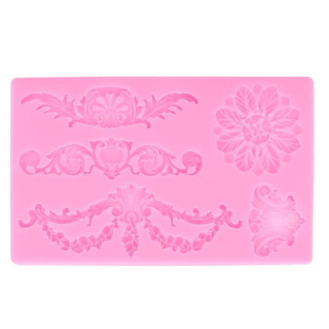 Uadme Molde De Silicona Para Bricolaje,Antiadherente,Flor En Relieve Europea,Molde Para Fondant,Galleta,Decoración De Chocolate,Herramienta Para Hornear Para Cocina(Rosa)