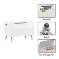 thumbnail image 3 of Kids Wooden Toy Box with Front Bookshelf,Toy Storage Organizer,Safety Hinge,Boys Girls Toy Chest Bench for Playroom Kids Room Organization,White, 3 of 7