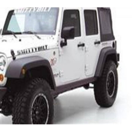 - Smittybilt 2007-2018 Jeep Wrangler JK 2 Door SRC Classic Rock Rails OEM Style With Step- Black Textured 76638