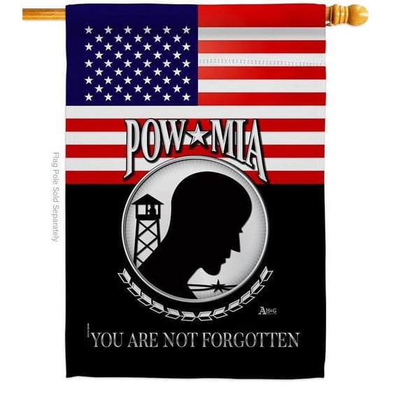 Americana Home & Garden H140626-BO 28 x 40 in. US POW MIA House Flag with Armed Forces Service Double-Sided Decorative Vertical Flags Decoration Banner Garden Yard Gift