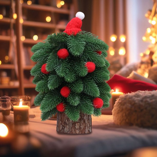 Adornos navideños, adornos navideños, pequeño adorno para árbol de Navidad, mini árbol de Navidad, decoración navideña, escenario para sala de estar, escritorio, dormitorio, adornos, mini árboles deco