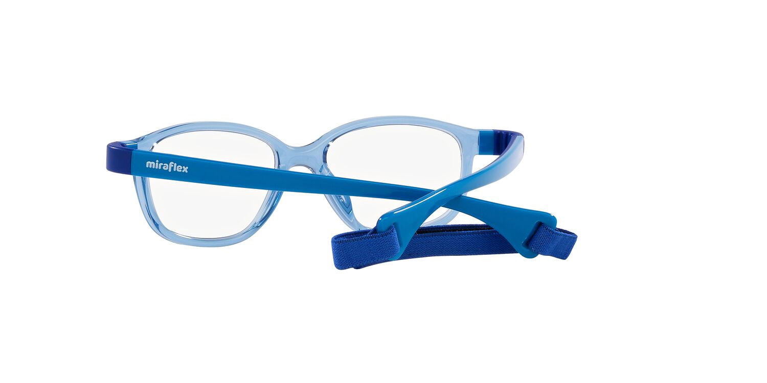 Miraflex Youth Size 46 0MF4007 Flexible & Safe Eyeglasses with Case, Translucent Light Blue