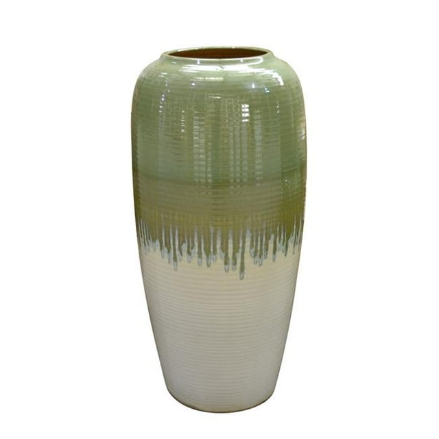 AFD Home 12005606 Vase à Avocat en Céramique Moyenne - Vert & Blanc