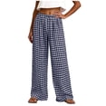 thumbnail image 2 of Kezqiaxn Wide Leg Pants Woman Stretchy Checkered Elastic Waist Loose Lounge Pants with Pockets Fashion Clothing, 2 of 7