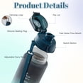 thumbnail image 6 of JUSTLET 32oz Sports Water Bottle with Motivational Time Marker & Leakproof Lid, Black Green, 6 of 9