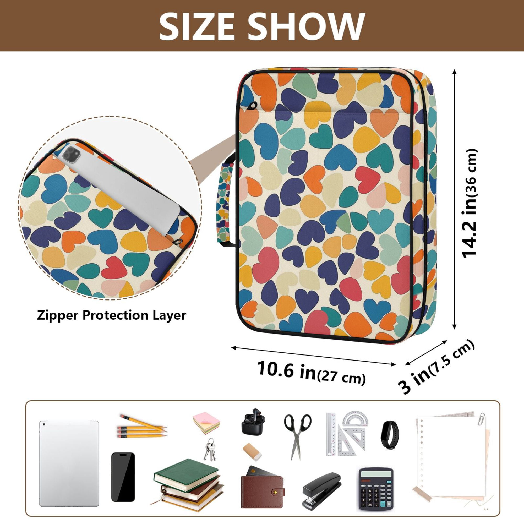 FORMRS Accordion File Folder A4 Size 7-Pocket Expanding Document Organizer Bag with 3 Ring Binder, Colorful Clover Pattern