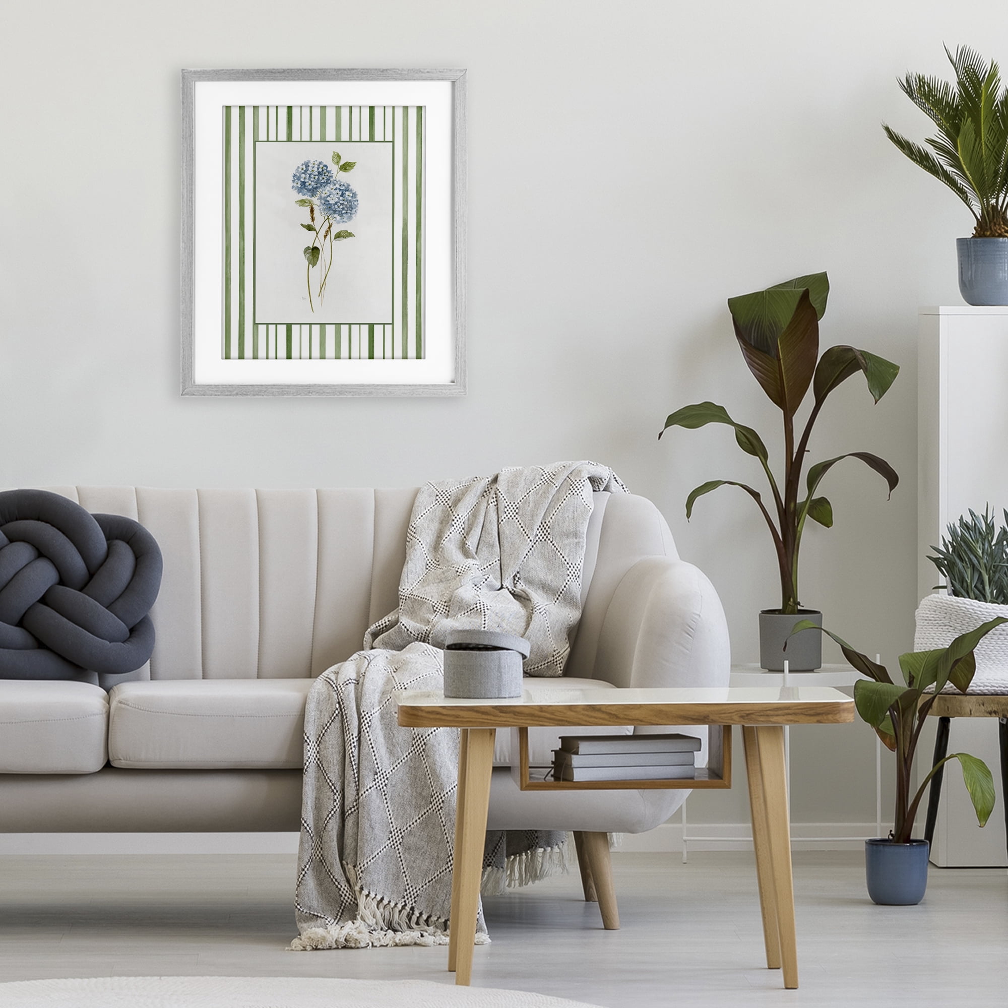 Stupell Industries Delicate Hydrangea & Dried Wheat Gray Framed Print Under Glass, design by Nan