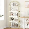thumbnail image 3 of 5 Tier Arched Bookshelf Bookcase Display Racks 70.8inch Tall Standing Bookshelves Metal Frame Rustic Storage Rack Shelf Brown Book Shelf for Bedroom, Living Room, Home Office, 3 of 9