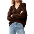 thumbnail image 6 of Zormilly Sweaters for Women Long Sleeve V Neck Soft Oversized Sweaters Winter Brushed Knit Tops, S-L, 6 of 8