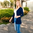 thumbnail image 7 of Women's Open Front Ribbed Cardigan with Long Sleeves and Front Pockets - X Large, Navy, 7 of 7