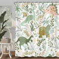 thumbnail image 2 of Kids Shower Curtains,Funny Dinosaur Shower Curtains, Cute Dinosaur for Boys Girls, Green Plant Leaf Flowers Colorful Bathroom Decor with Hooks Waterproof Fabric Polyester Bathtub Decorative, 2 of 6