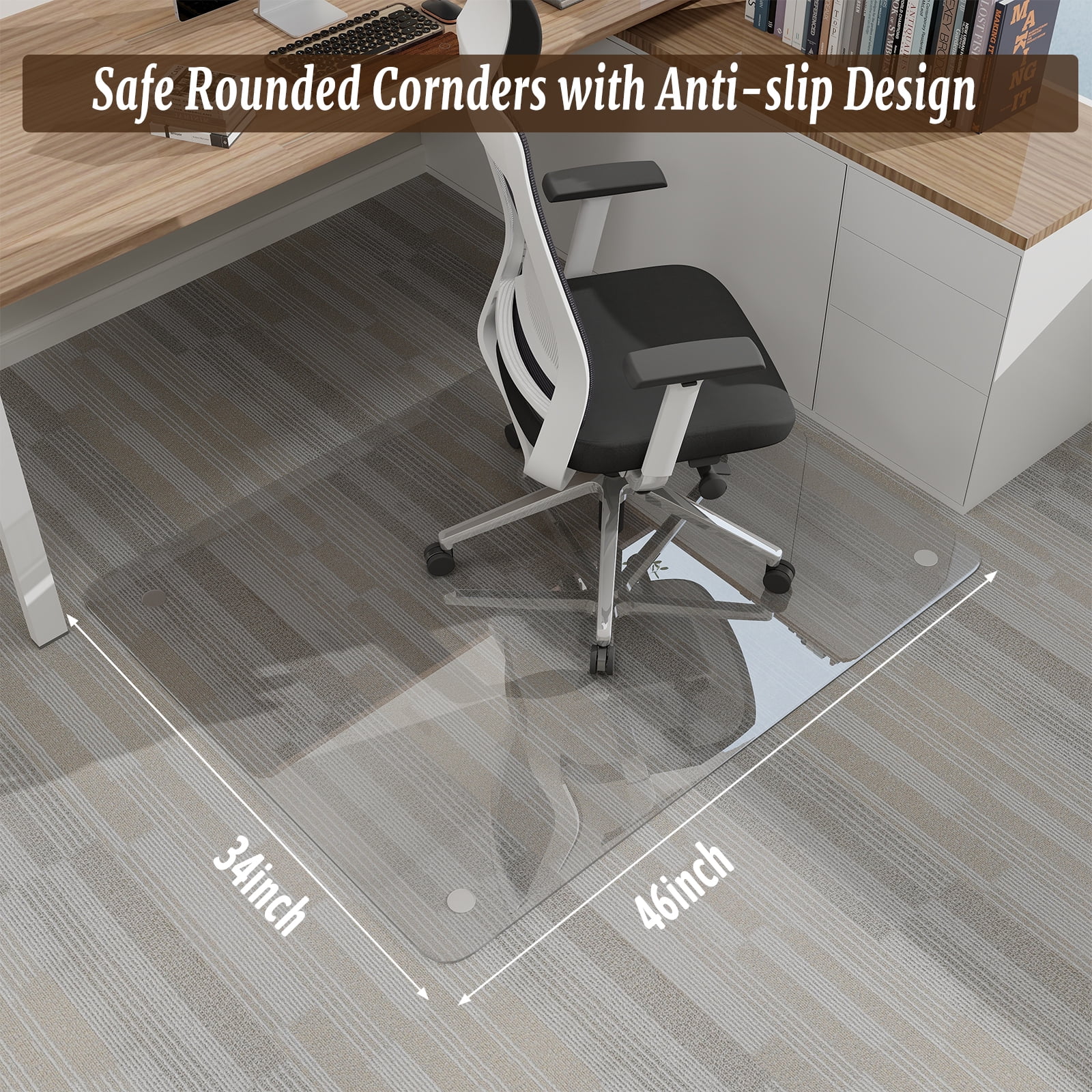 Anyrose 34"x46" Tempered Glass Office Chair Mat