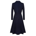 thumbnail image 2 of Womens Winter Lapel Button Long Trench Coat Jacket Ladies Overcoat Outwear, 2 of 3