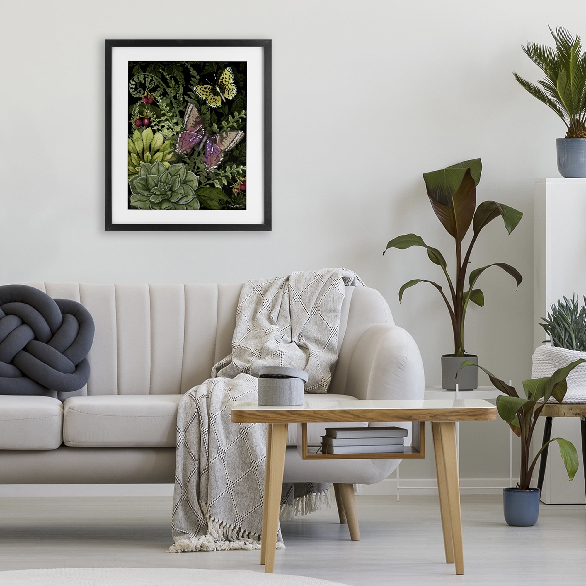 Stupell Industries Dark Succulents Midnight Garden Black Framed Print Under Glass, design by Nicole Tamarin