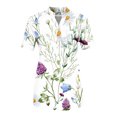 thumbnail image 3 of ICHUANYI Clearance Women's Fashion Summer V Neck Leisure Short Sleeve Pocket Buttons Printing Tops(White, L) ICHUANYI WER2023081117944, 3 of 4
