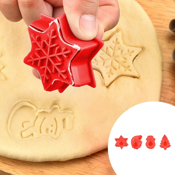 Decoraciones navideñas, adornos navideños, galletas navideñas, moldes para pasteles, juego de 4 moldes para galletas, moldes para hornear galletas, herramientas para voltear pasteles, moldes para tart