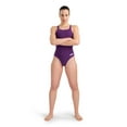 thumbnail image 5 of Arena Women's Solid Team MaxLife Swimsuit Swim Pro Open Back One Piece Racing Bathing Suit Competition Training Swimwear, Plum/White, US Size 38, 5 of 6