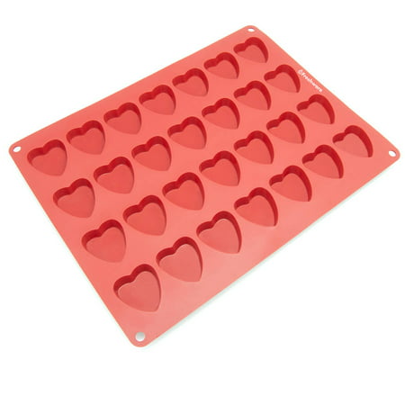 Freshware 28-Cavity Heart Silicone Mold for Chocolate, Candy, Gummy and Jelly, CB-109RD
