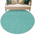 thumbnail image 2 of Teal 6ft Round Rug, Farmhouse Burlap Solid Green Color Modern Linen Texture Non-Skid Rubber Backing Large Area Rugs - Living Room Bedroom Home Office, Indoor Floor Mat Carpets Washable Rug, 2 of 9