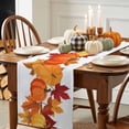 thumbnail image 3 of ERUNPONLY Orange Yellow Pumpkin Fall Table Runner - 72 Inch Long Thanksgiving Botanical Farmhouse Leaf Cotton Linen Dress Scarves Farmhouse Table Runner for Kitchen Dining, Coffee Table, 16" x 72", 3 of 8