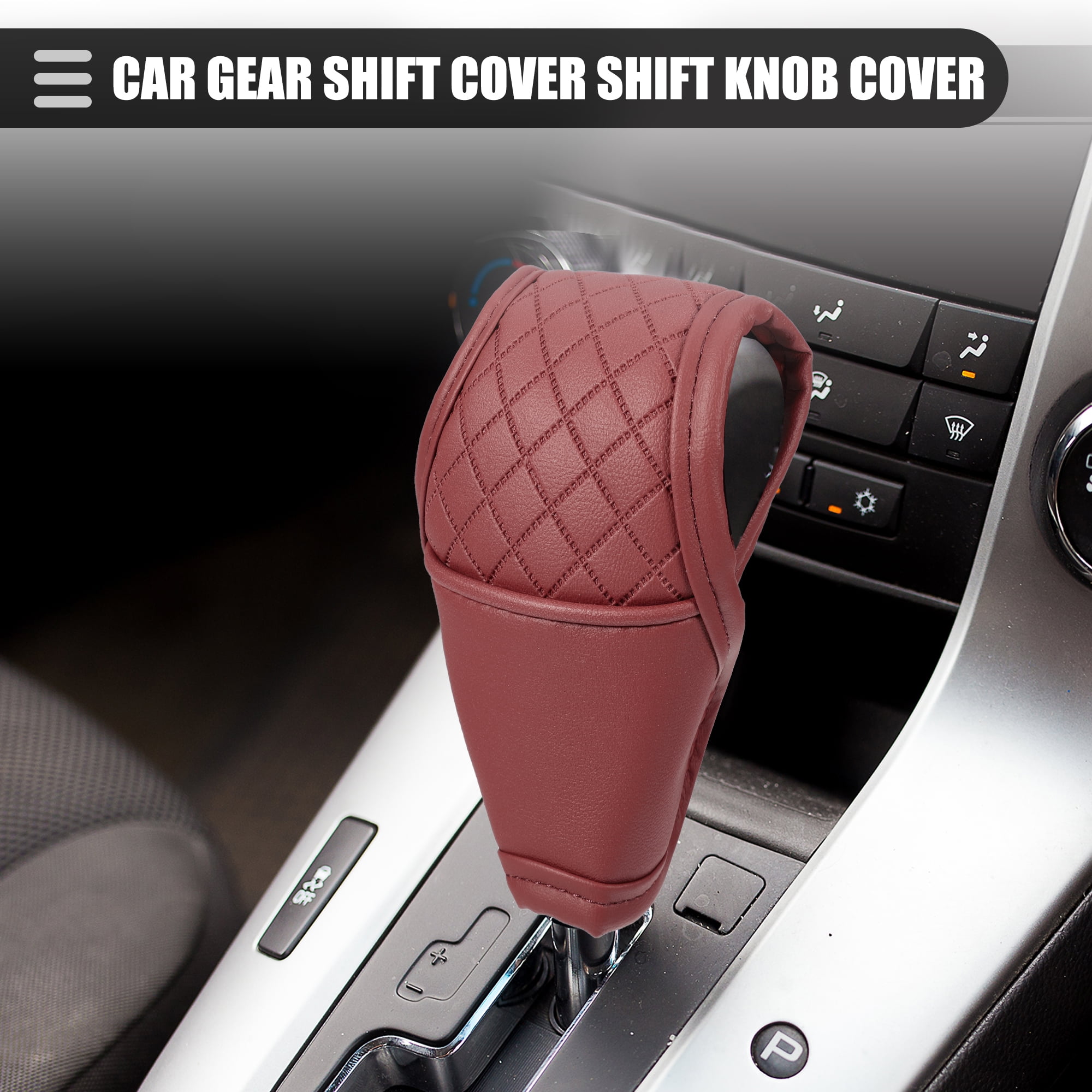 Car Gear Shift Knob Cover, Universal Bright Black PU Leather Aut 並行輸入品 Unique Bargains Universal Car Gear Shift Cover Shift Knob Cover