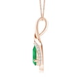 thumbnail image 2 of ANGARA Natural Pear-Shaped Emerald and Diamond Loop Pendant in 14K Rose Gold for Women (Size-7x5mm) | May Birthstone, Birthday, Anniversary, Jewelry Gift for Women | Natural Emerald Necklace, 2 of 8
