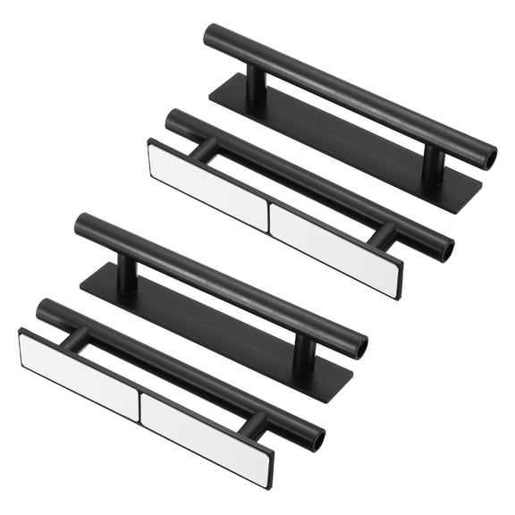 Uxcell 4 Pcs Adhesive Cabinet Handles, 5.9" Self-Stick Drawer Handle, No Drill Plastic Cabinet Knobs Helper for Closet, Sliding Shower Door, Window, Wardrobe, Black