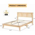 thumbnail image 3 of Ourlova Queen Size Rattan full size bed frame with headboard, with LED light and storage headboard, no box spring required, easy to assemble, no noise, 3 of 5